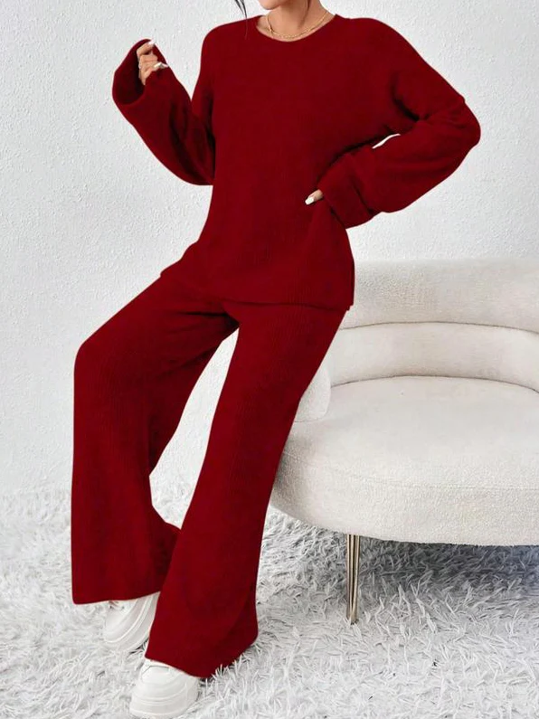 Cozy Raglan Sweater Pants Set - Image 5