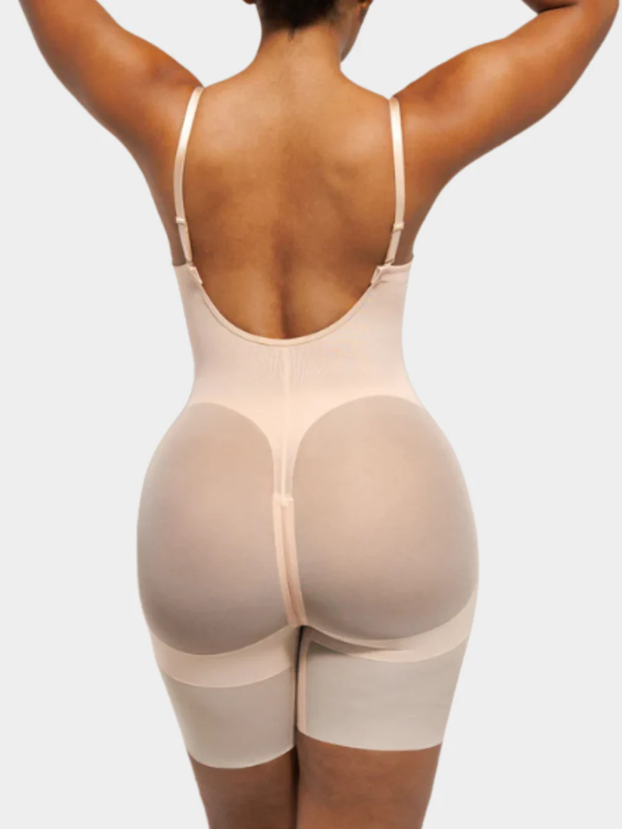 Deep Plunge Mesh Shaping Bodysuit - Image 5