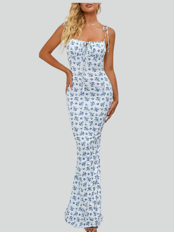 Floral tight spaghetti strap maxi dress - Image 7