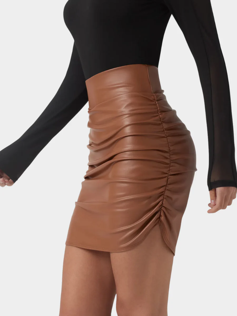 High-Waist Sculpting PU Party Skirt - Image 7