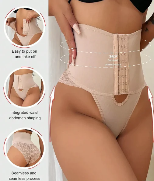 Lace Trim Front-Opening Sculpting Shapewear - Image 8