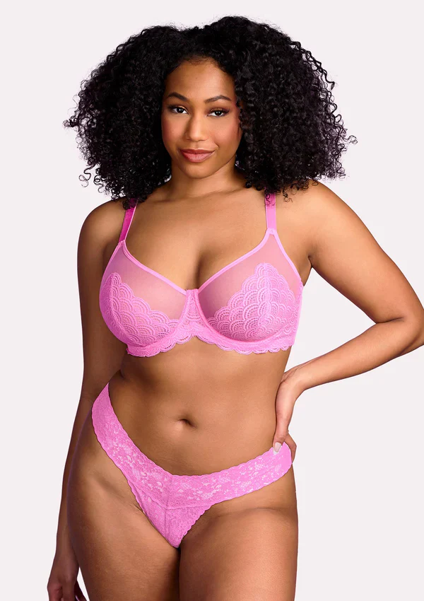 Mermaid Scales Lace  Unlined Bra - Image 4