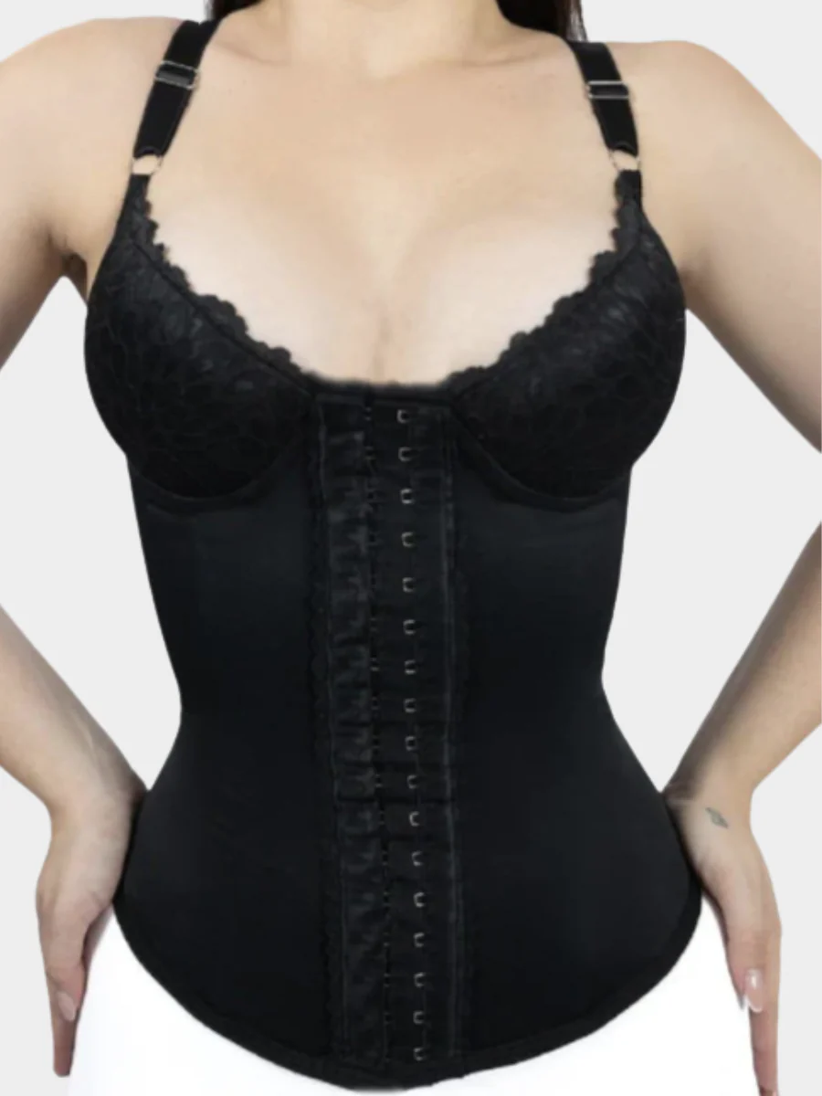 Seamless Satin Corset with Lace Cups - Image 4