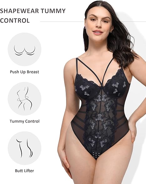 Sexy Lace Hourglass Bodysuit - Image 3