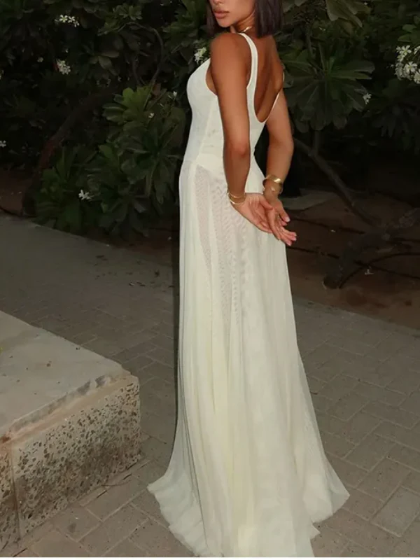 Sheer Mesh V-Neck Dress - Image 6