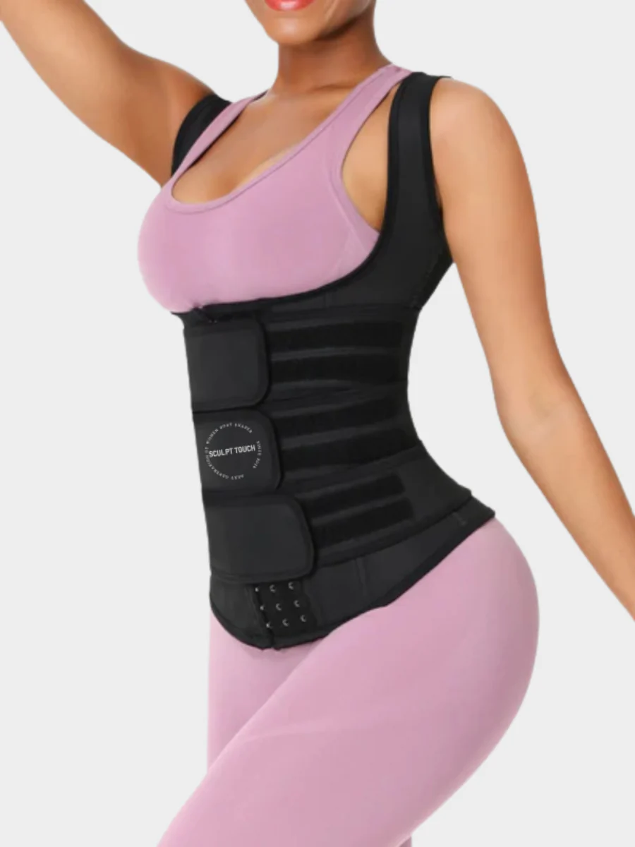 Triple Belt Rubber Vest Sport Girdle Waist Trainer - Image 4