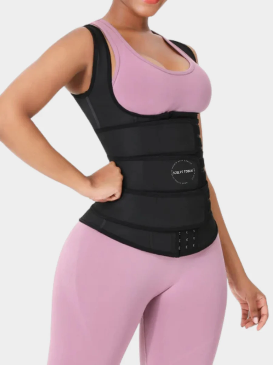 Triple Belt Rubber Vest Sport Girdle Waist Trainer - Image 5