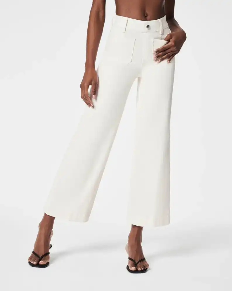 Tummy Control Cropped Wide-Leg Jeans - Image 10