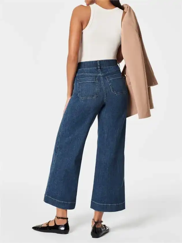 Tummy Control Cropped Wide-Leg Jeans - Image 4