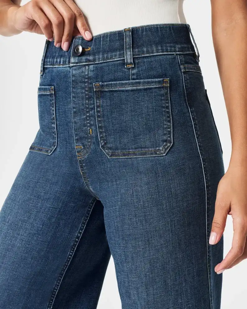 Tummy Control Cropped Wide-Leg Jeans - Image 5