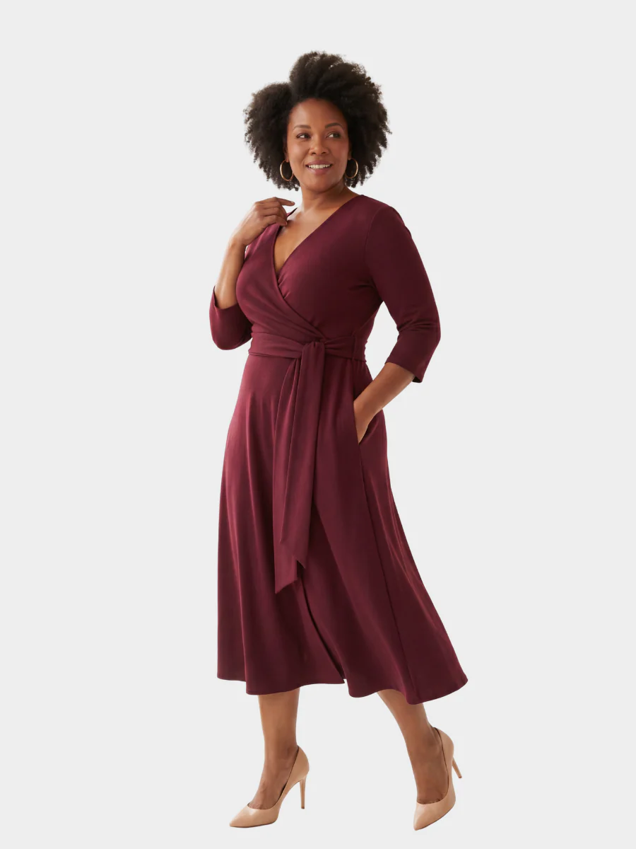 Wine Wrap Dress - Image 4