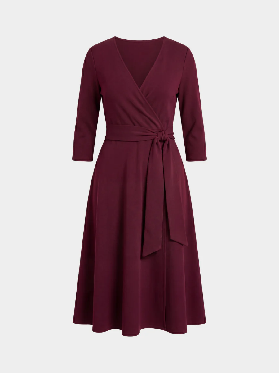 Wine Wrap Dress - Image 5