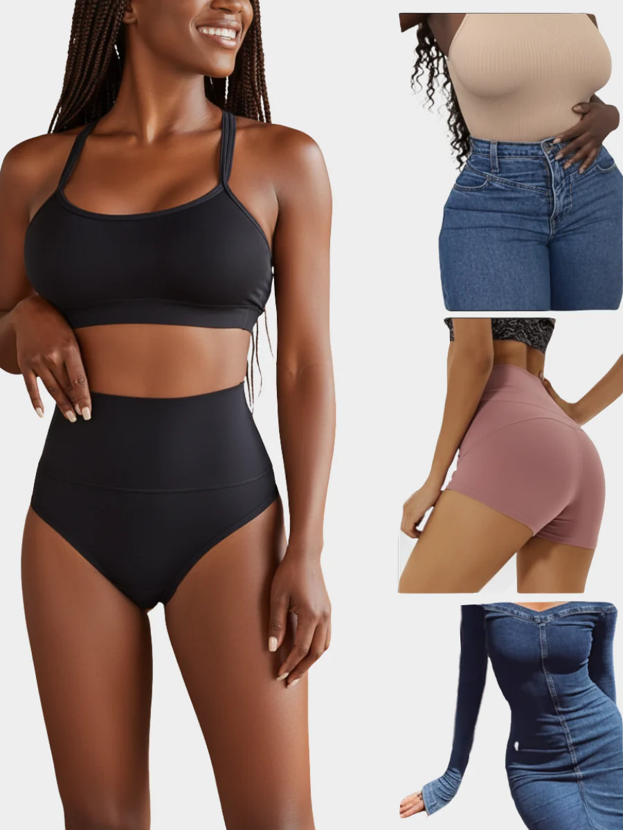 Women High Waist Tummy Shaping Invisible Underwear 5 Pack - Image 5