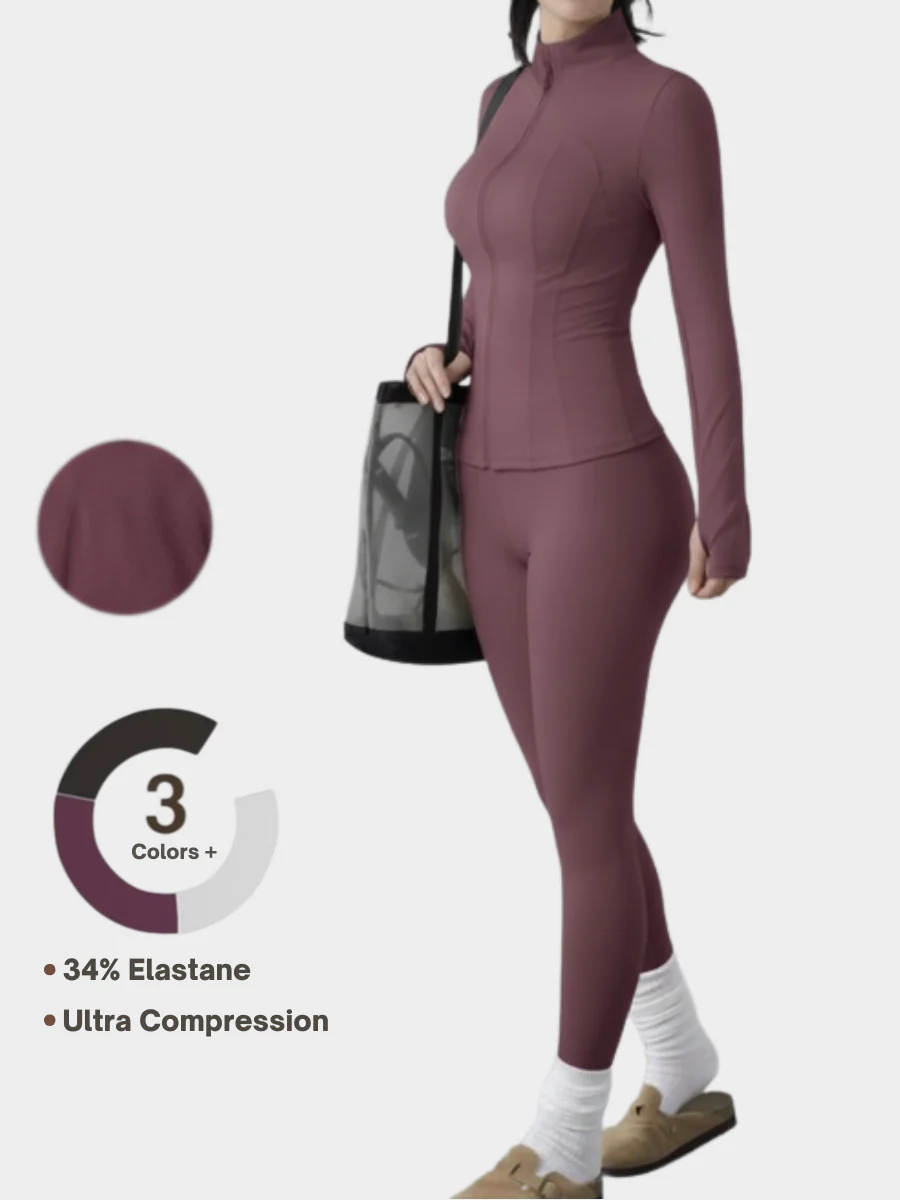 Women's Zip Up Jacket & Leggings Sport Set-(Black Friday) - Image 3